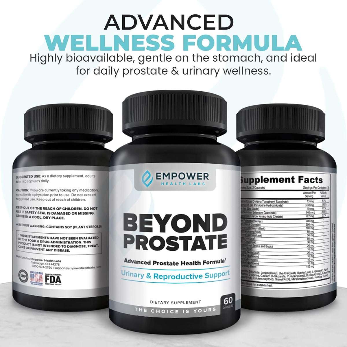 Empower Health Beyond Prostate Supplement – Prostate Health Support with Saw Palmetto, Zinc, Red Raspberry, and Stinging Nettle – Urinary and Prostate Wellness Complex – 60 Capsules