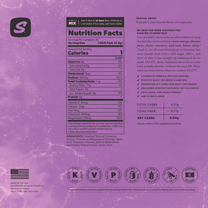 SALTT Electrolyte Packets - Clean Slate (30 Sticks) - Zero Sugar