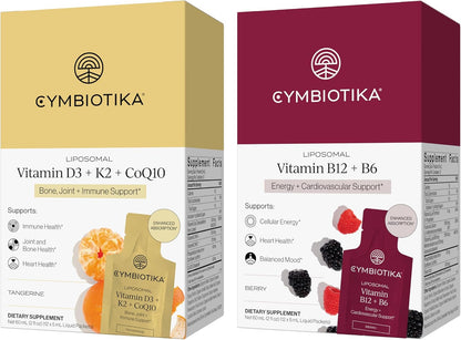 CYMBIOTIKA Liposomal B12 + B6 and D3 + K2 + CoQ10 Bundle
