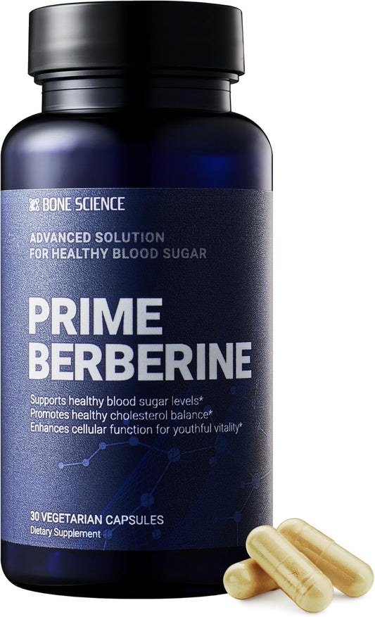 BONE SCIENCE Prime Berberine Phytosome with Berbevis and BioPerine, Metabolic Wellness Support with Ceylon Cinnamon, Banaba, Bitter Melon and Quercetin, Vegetarian Capsules