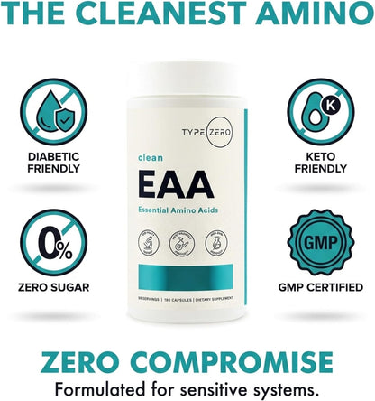 Type Zero Clean EAA (1,200mg) 180 Capsules, 90 Servings, GMO-Free