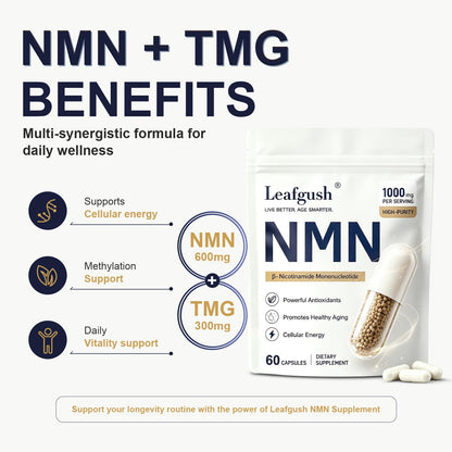 NMN Supplement 1000mg, NAD+ Precursor with TMG 300mg & Grape Seed Extract 100mg, Nicotinamide Mononucleotide for Cellular Energy, Healthy Aging Support, Advanced 3-in-1 Daily Formula