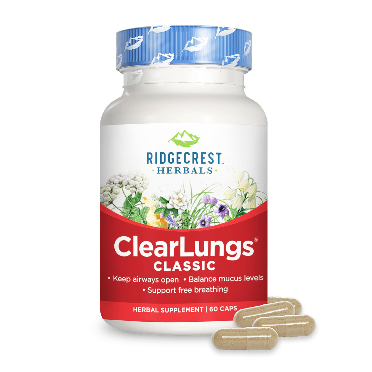 RidgeCrest Herbals ClearLungs Classic, Natural Lung and Nasal Daily Health Supplement 