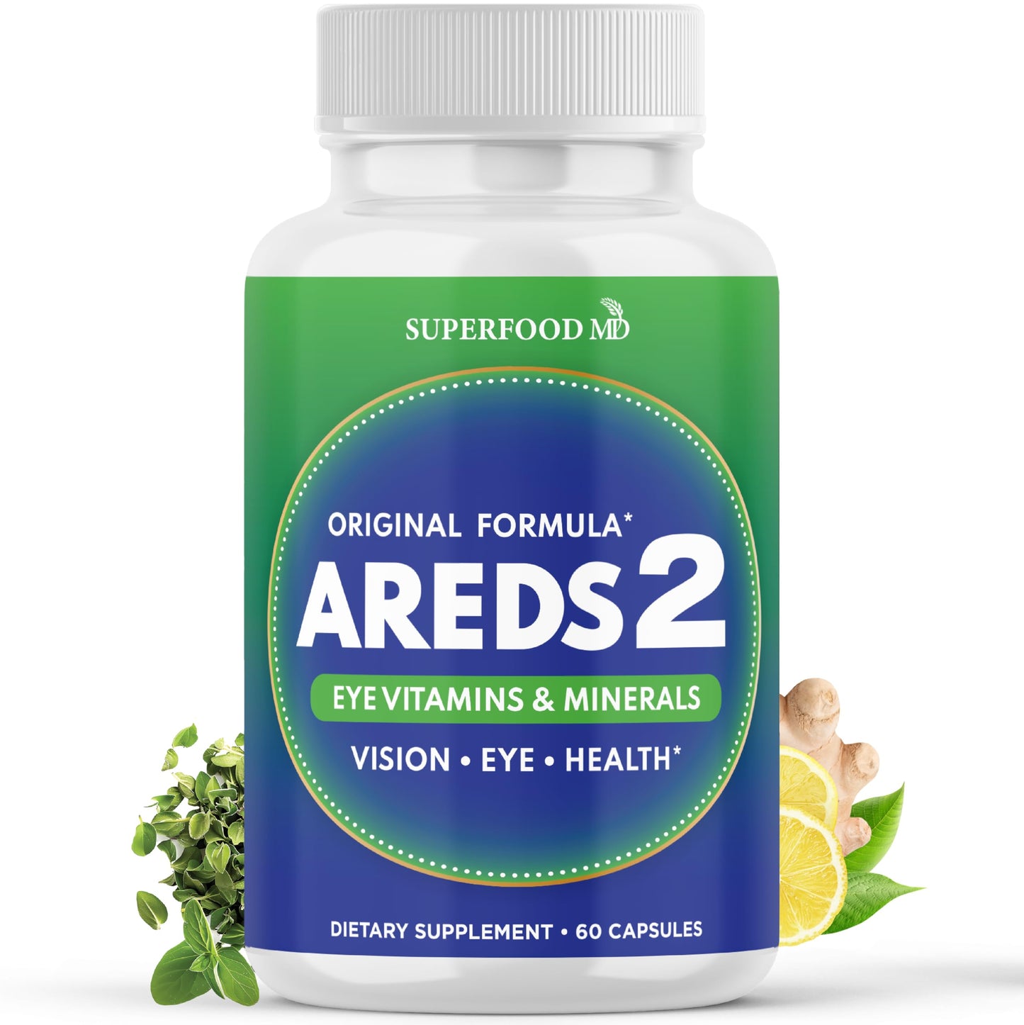 AREDS 2 Eye Vitamin & Mineral Supplement, Contains Lutein, Vitamin C, Zeaxanthin, Zinc & Vitamin E, with Added Copper - 60 Count