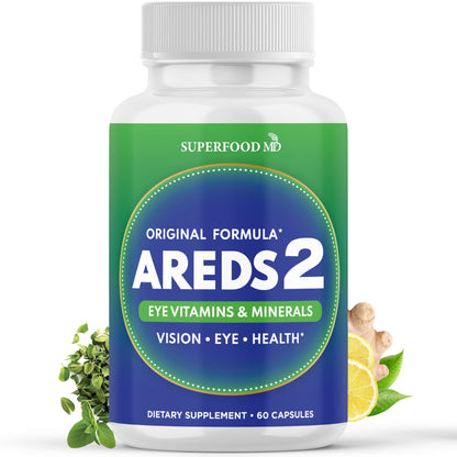 AREDS 2 Eye Vitamin & Mineral Supplement, Contains Lutein, Vitamin C, Zeaxanthin, Zinc & Vitamin E, with Added Copper - 60 Count