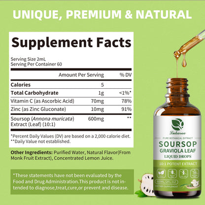 Lukaree Pure Soursop Graviola Leaf Extract for Immunity, Gut Health & Natural Energy Support – Soursop Bitters Liquid with Cold Extract – Vegan | Gluten-Free | 2 Fl Oz