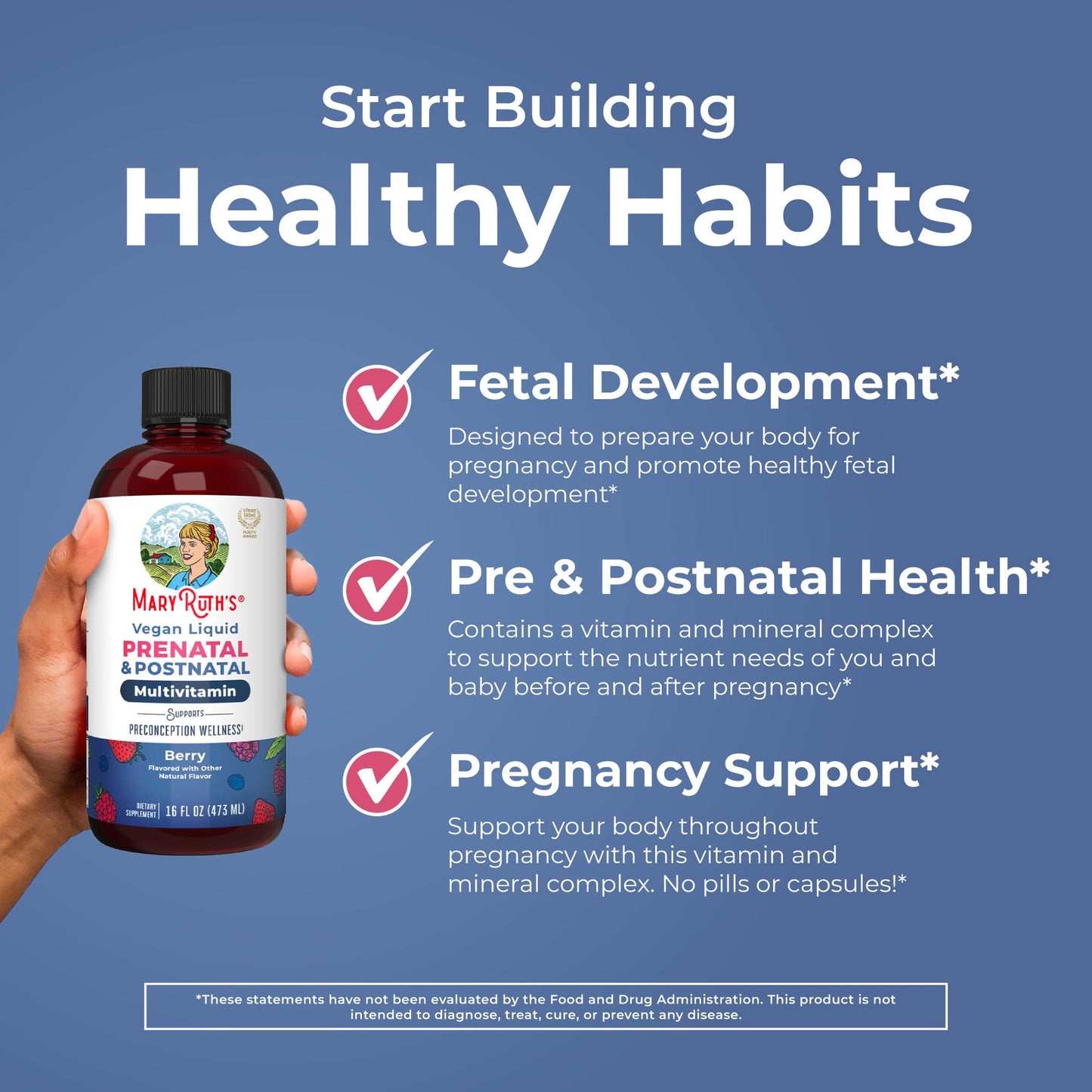 MARYRUTH'S Postnatal & Prenatal Liquid Multivitamin for Women | Selenium | Folate | Healthy Fetal Development | Prenatal Vitamins | Vegan | Non-GMO | Sugar Free | Gluten Free | 16 oz