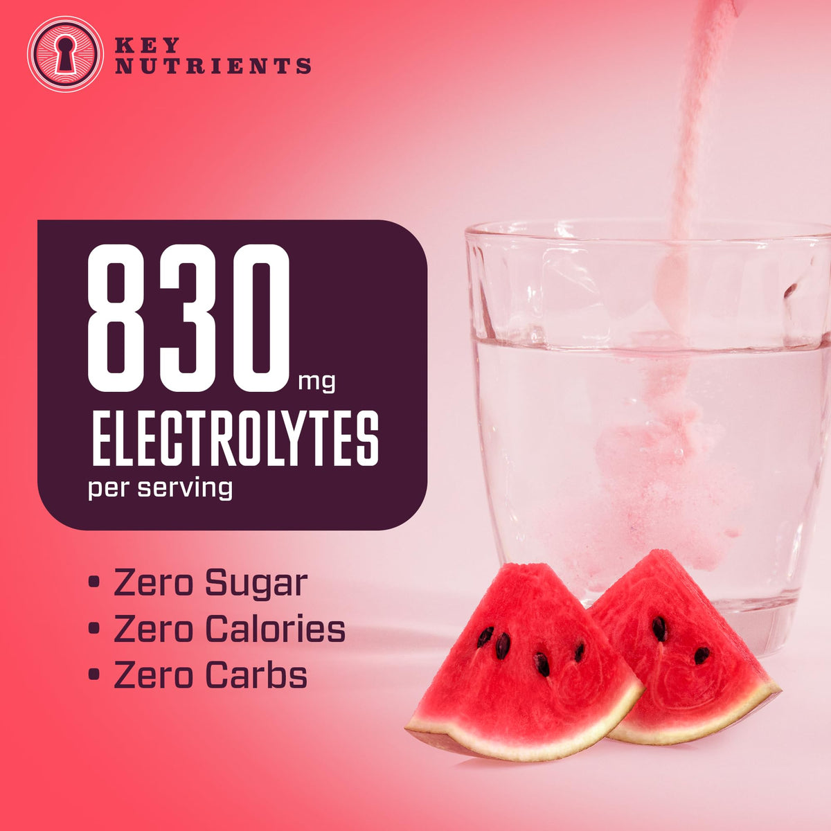 KEY NUTRIENTS Multivitamin Electrolytes Powder No Sugar - Refreshing Watermelon