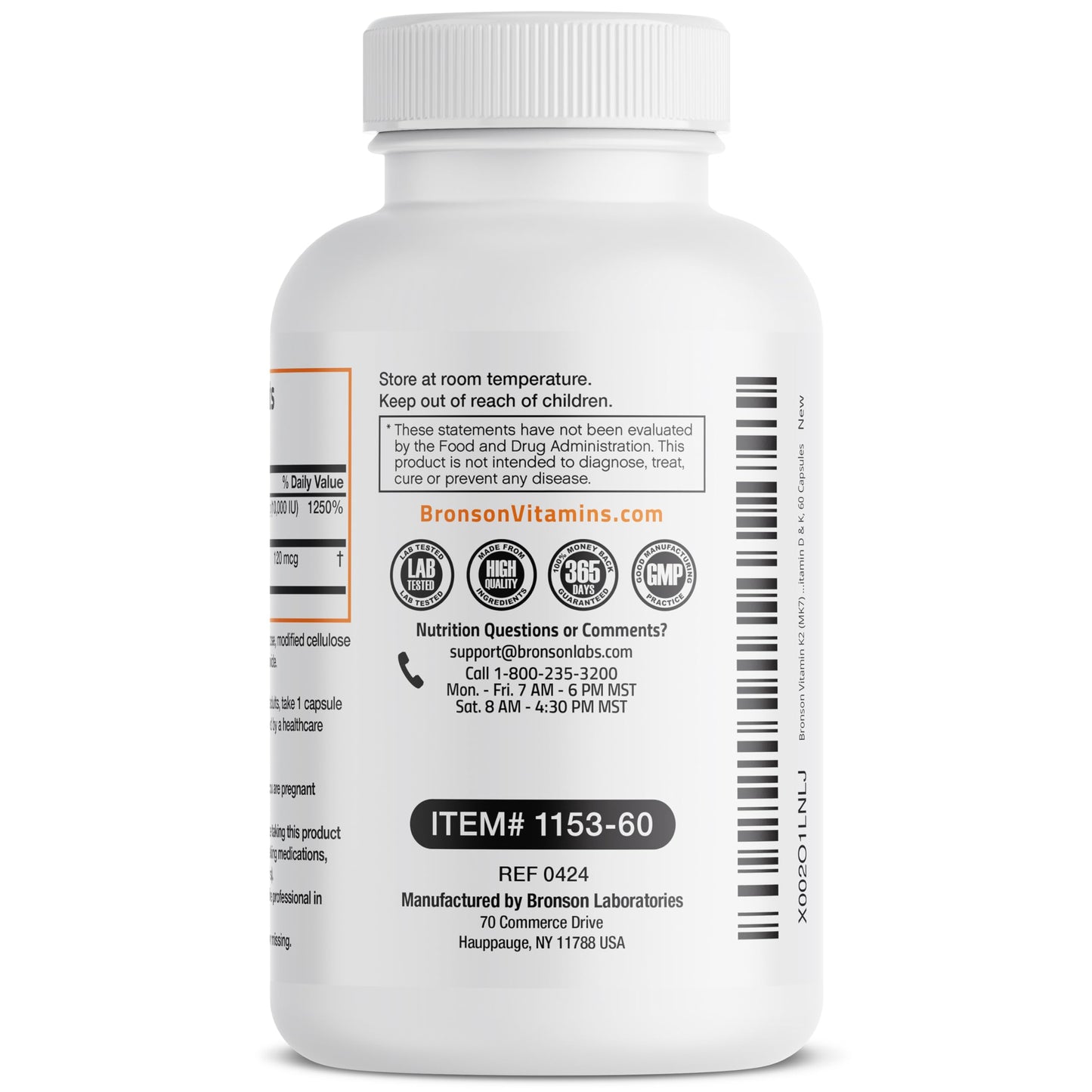 Bronson Vitamin K2 D3 (MK7) Extra Strength D3 & K2 Complex, 120 Capsules | Bone, Immune & Heart Health Support, Gluten Free, Soy Free, Non-GMO, Vitamin D3 10,000IU (250 mcg) & 120 mcg K2 MK-7