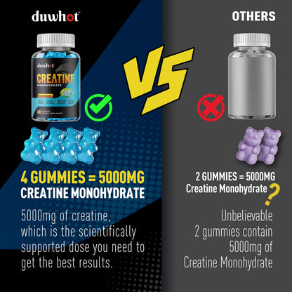 duwhot Sugar Free Creatine Monohydrate Gummies for Men & Women - 2500mg Creatine