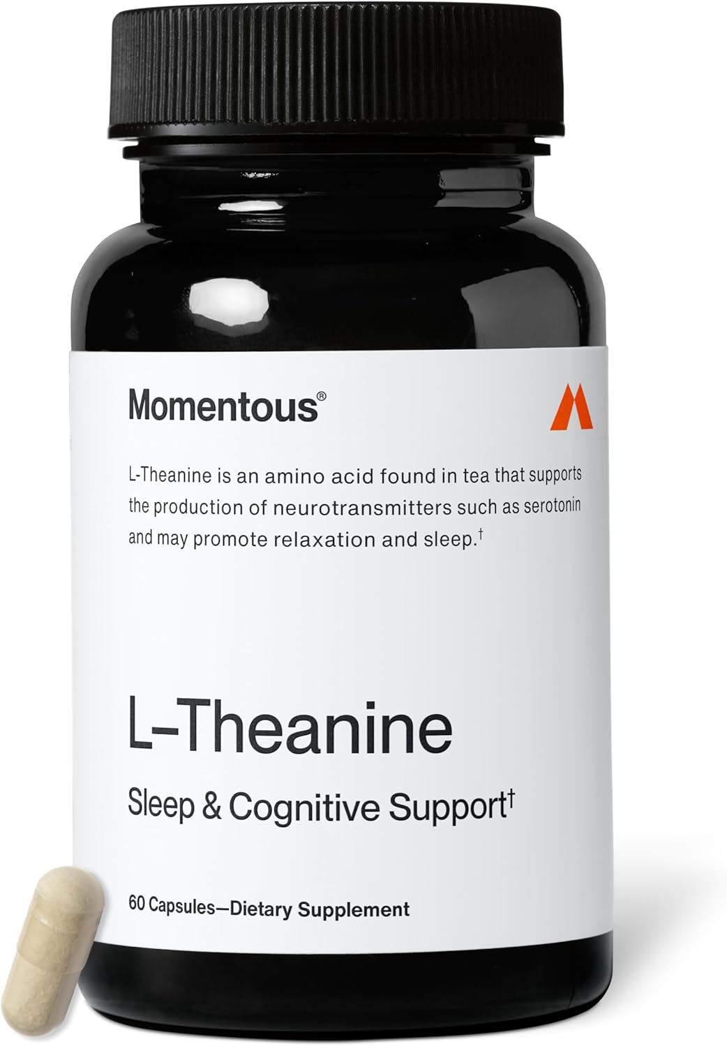 Momentous L-Theanine Supplement - 200 mg Capsules to Promote Relaxation & Focus - NSF Certified for Sport - GMO- & Gluten-Free - 60 Servings