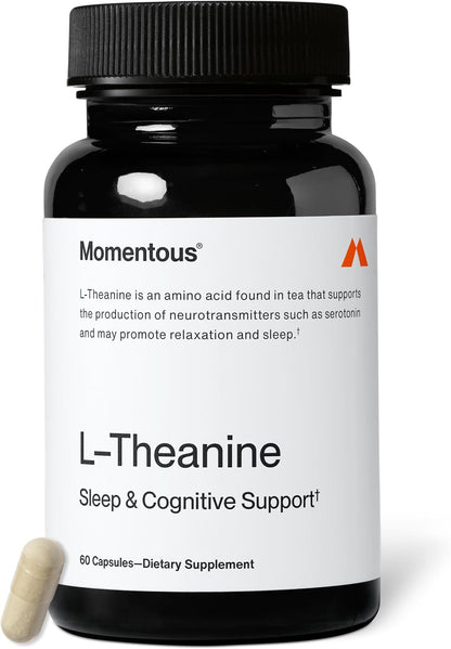 Momentous L-Theanine Supplement - 200 mg Capsules to Promote Relaxation & Focus - NSF Certified for Sport - GMO- & Gluten-Free - 60 Servings