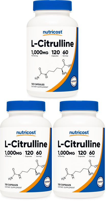 Nutricost L-Citrulline 1500mg, 180 Capsules - 750mg Per Capsule, Gluten Free, Non-GMO, Packaging May Vary