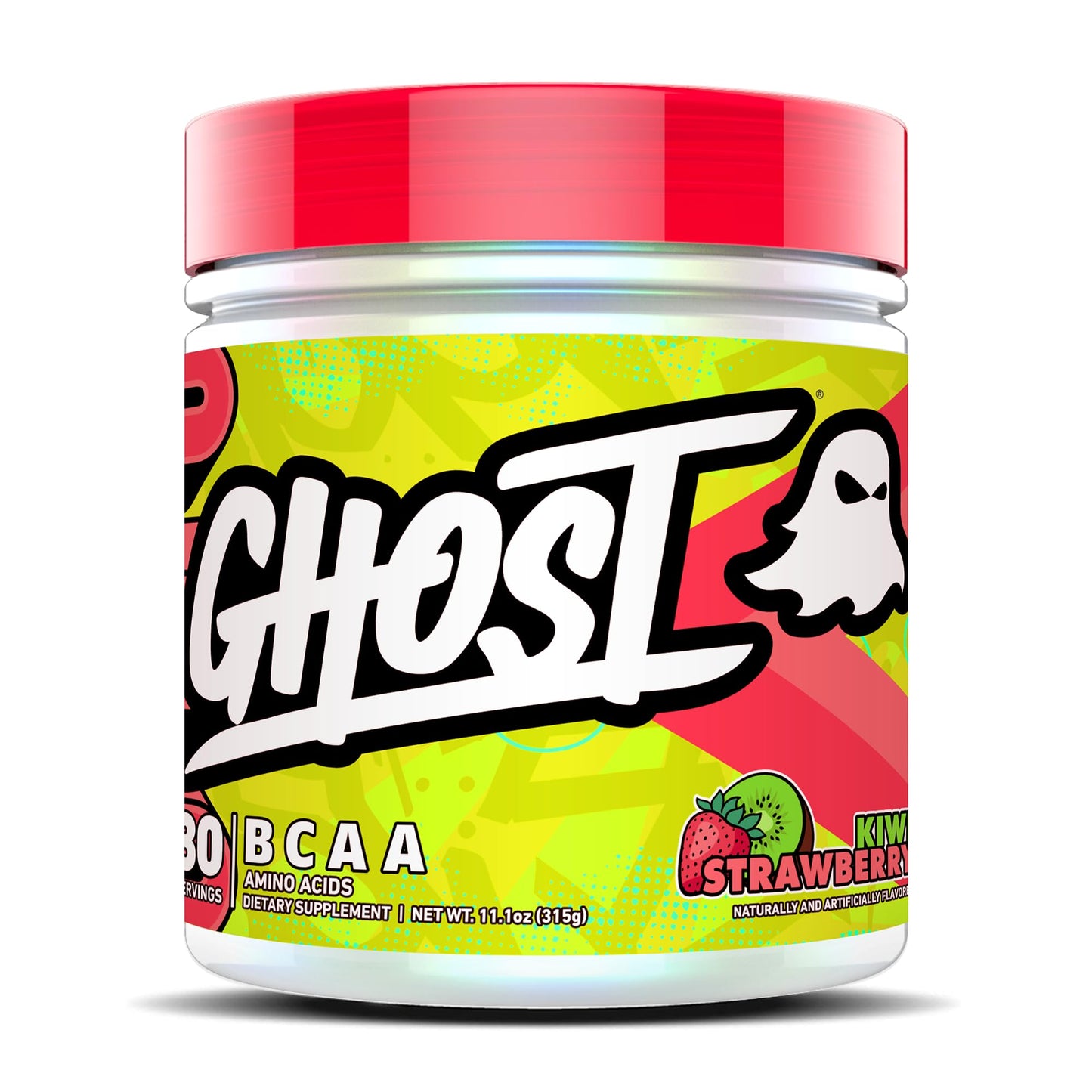 GHOST BCAA Powder Amino Acids Supplement, Sour Strips - 30 Servings - Sugar-Free Intra, Post & Pre Workout Amino Powder & Recovery Drink, 7G BCAA