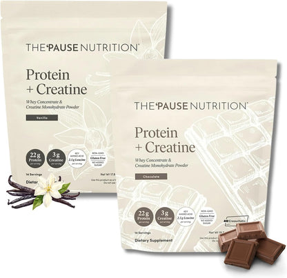 The 'Pause Life Protein + Creatine, Vanilla & Chocolate Bundle, 28 Servings