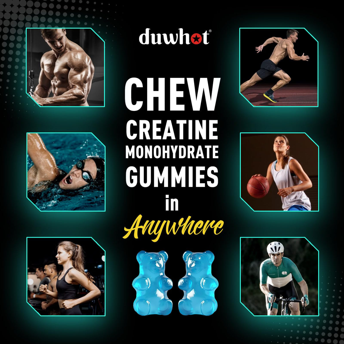 duwhot Sugar Free Creatine Monohydrate Gummies for Men & Women - 2500mg Creatine