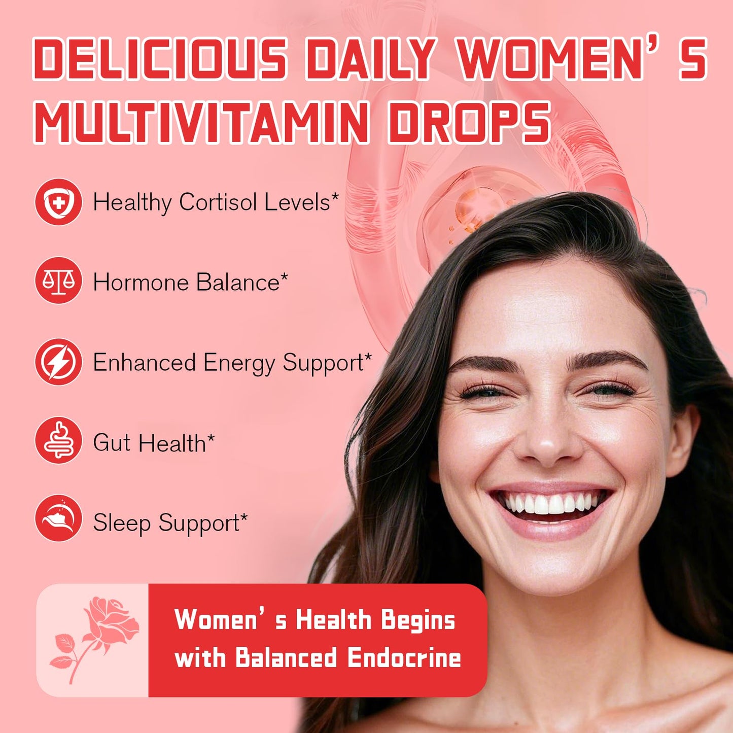 Migcopat Women Endocrine Superfood Supplement Liquid Drops, Supports Healthy Cortisol Levels, Hormonal Balance, Gut Health, Mood, Sleep Support, Multivitamin+Inositols, Rhodiola, DIM