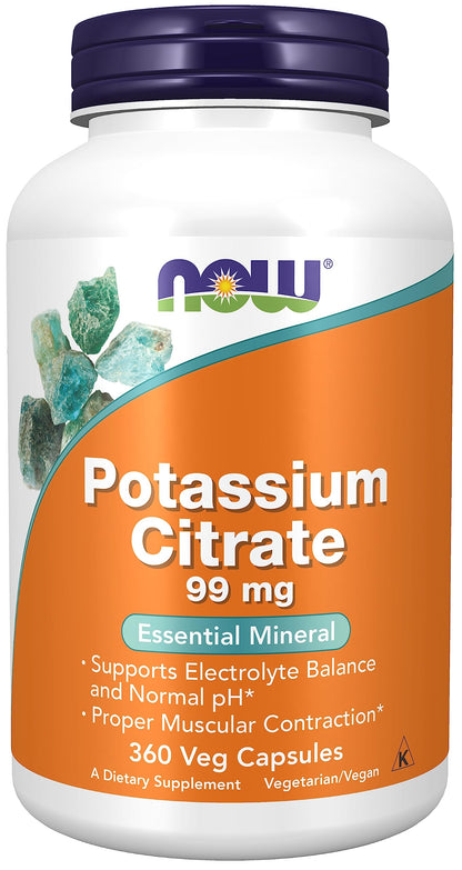 NOW Potassium Citrate 99 mg,180 Capsules