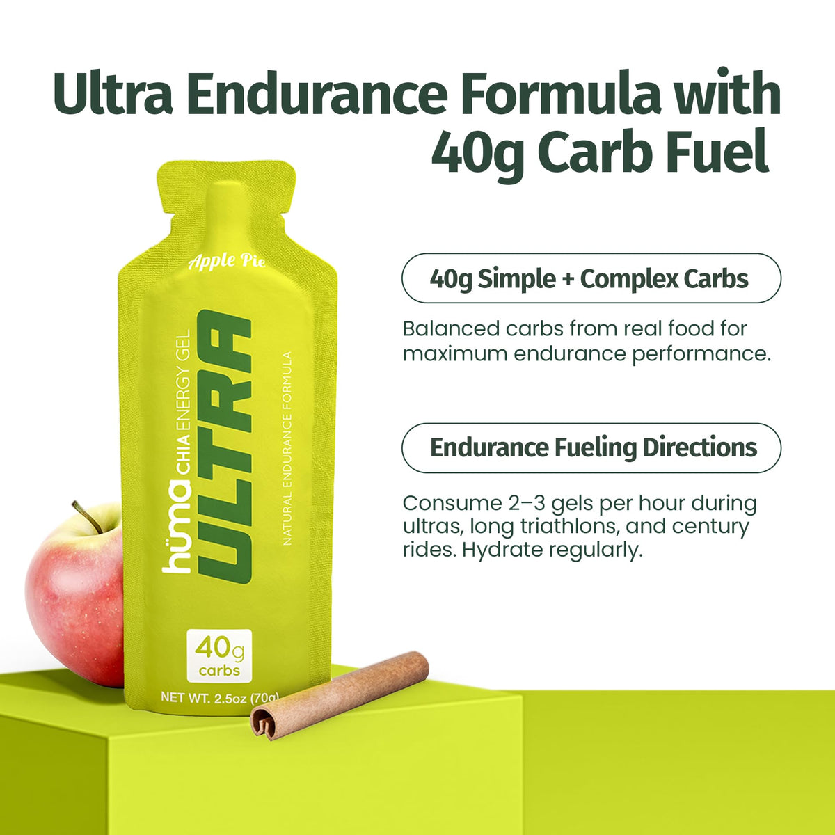 Huma Ultra Energy Gel, Apple Pie, 8 Gels