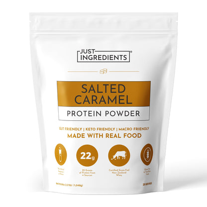 JUST INGREDIENTS Vanilla Bean Protein Powder – 20-Serving Blend with 100% Grass-Fed Whey & Organic Plant Proteins – Real Vanilla Bean & Cinnamon – Supports Muscle Recovery, Energy*