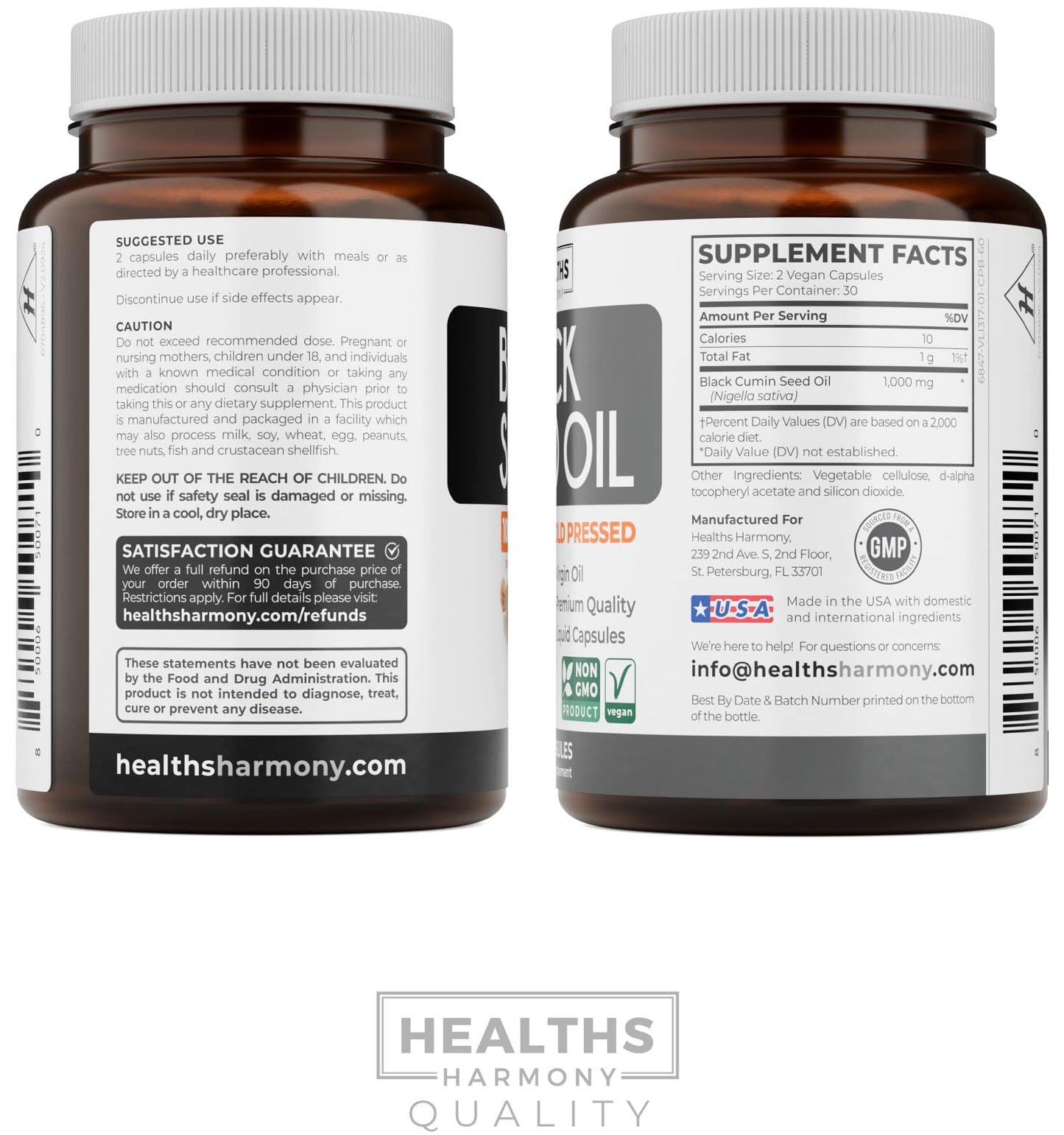 Black Seed Oil - 120 Softgel Capsules Skin Health (Non-GMO & Vegan) Cold-Pressed Nigella Sativa Producing Pure Black Cumin Seed Oil with Vitamin E - 500mg Each, 1000mg Per 2 Capsule Serving
