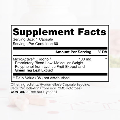 Pure Therapro Rx MicroActive Oligonol | Patented Lychii Fruit & Green Tea Supplement | 2X More bioAvailable | 2 Month Supply | Non-GMO (60 Vegan Capsules)