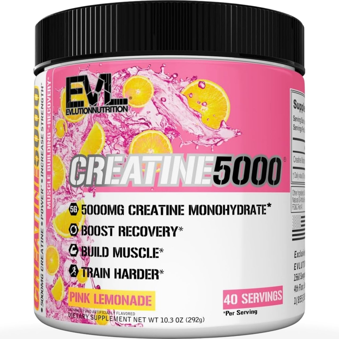Evlution Nutrition Creatine 5000 - Supports Faster Recovery Lean Muscle Growth & Performance - Pre & Post Workout Powder - 5000mg Pure Creatine Monohydrate Per Serving - 60 Servings - Unflavored