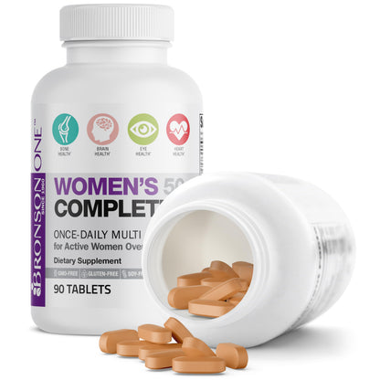 Bronson ONE Daily Women 50+ Complete Multivitamin Multimineral, 180 Tablets | Once-Daily, Targeted Nutrition For Active Women Over 50, Non-GMO, Gluten-Free, Soy-Free
