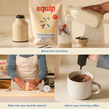 Equip Prime Chocolate Protein Powder - Gut-Friendly, No Sugar Protein Shake Powder with Grass-Fed Beef & Natural Collagen - Rich & Creamy Mix - 21g Per Serving - Whey & Dairy-Free (30 Scoops)