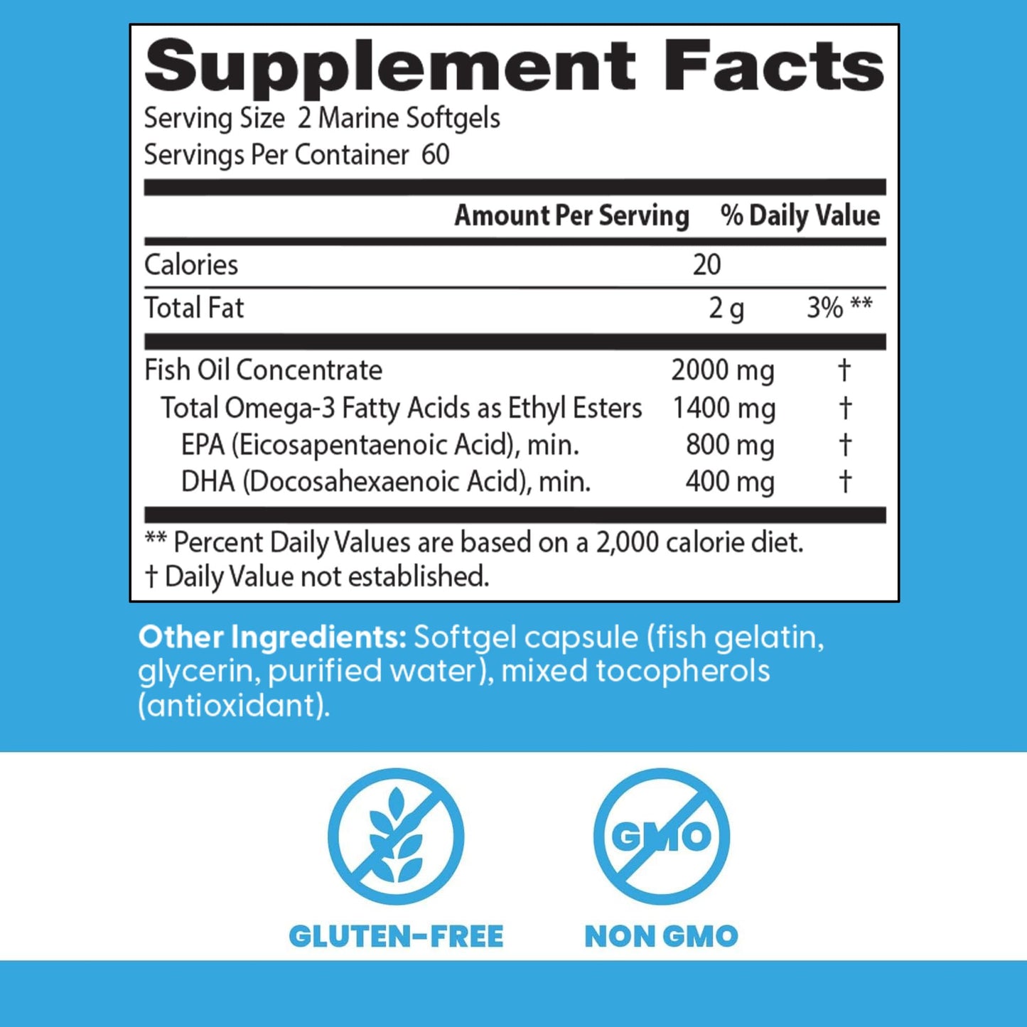 Doctor's Best Omega 3 Fish Oil Supplement for Women & Men - Source of DHA, EPA, & Omega-3 Fatty Acids, Purified, High 2000 mg Potency, Heart Health Support, Non-GMO, Gluten Free - 120 Marine Softgels