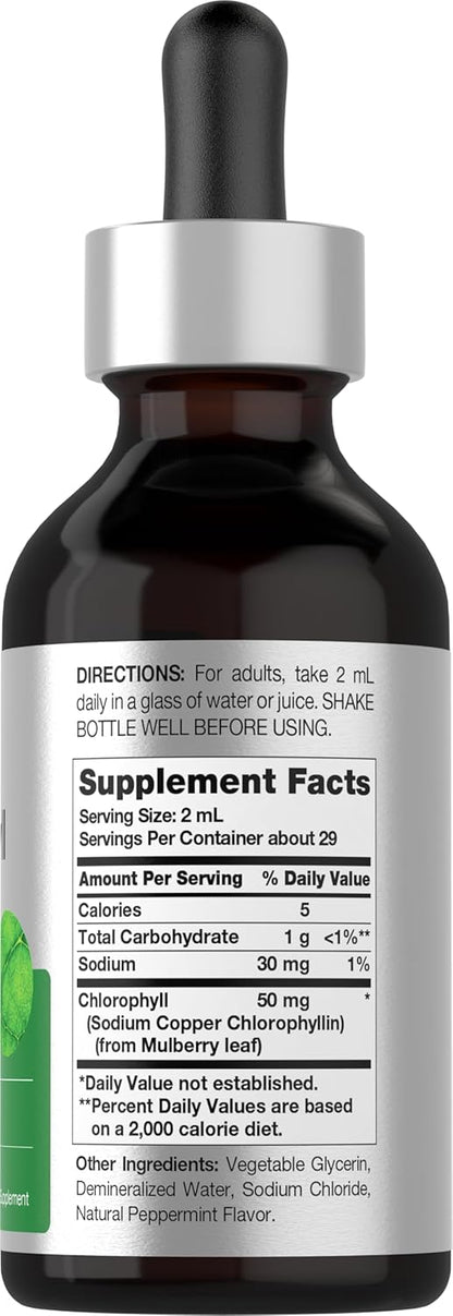 Horbäach Liquid Chlorophyll Drops | 2 fl oz | Natural Peppermint Flavor | Vegan, Non-GMO & Gluten Free Formula