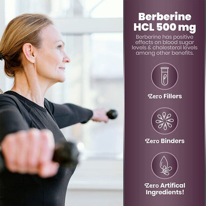 Simply Natures Pure Premium Berberine HCl 500mg - 120 Capsules - Cardiovascular Gastrointestinal Immune Support - Chromium Cinnamon
