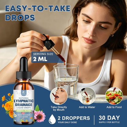 Liposomal Lymphatic Drainage Drops – 9 in 1 Organic Lymphatic Drainage Drops with Echinacea, Burdock Root, Dandelion, Milk Thistle for Lymphatic Health & Immune Support, Sugar Free, 2 Fl Oz
