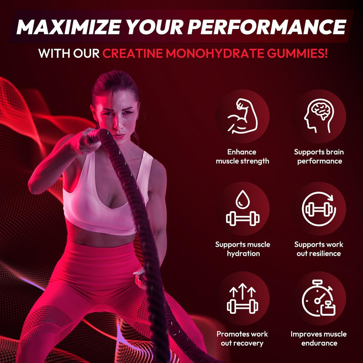 Creatine Monohydrate Gummies 5000MG, Creatine Gummy for Men & Women 120Ct