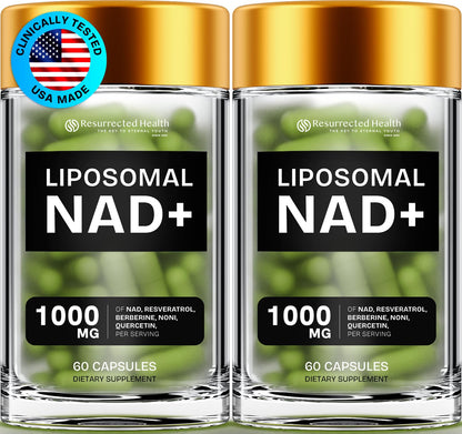 Liposomal NAD+ Supplement with Resveratrol 5-in-1 NAD Resveratrol comlex with Berberine & Quercetin | Supports Anti Aging & Cellular Energy NAD+ Levels | NR NMN Supplement Alternative – 1 pack