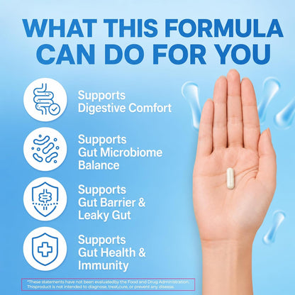 Gut Health Capsule Supplement, Supports Microbiome, Leaky Gut, and Digestion, with 80 Billion CFU Probiotics, Prebiotics, Digestive Enzymes, 30-in-1 Gut Health Supplement, 100 Capsules