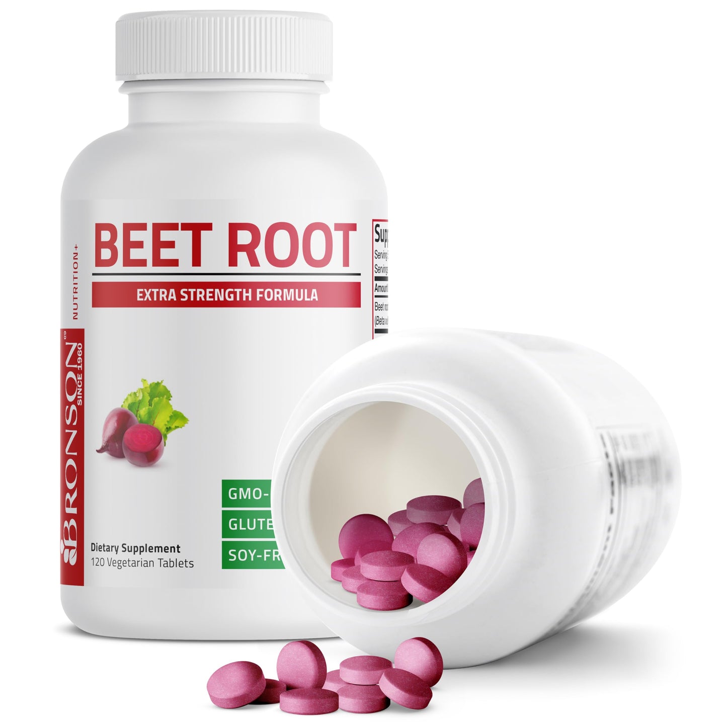 Bronson Beet Root Extra Strength, Non-GMO, 250 Vegetarian Tablets | Gluten-Free, Soy-Free, GMO-Free, Easy To Swallow