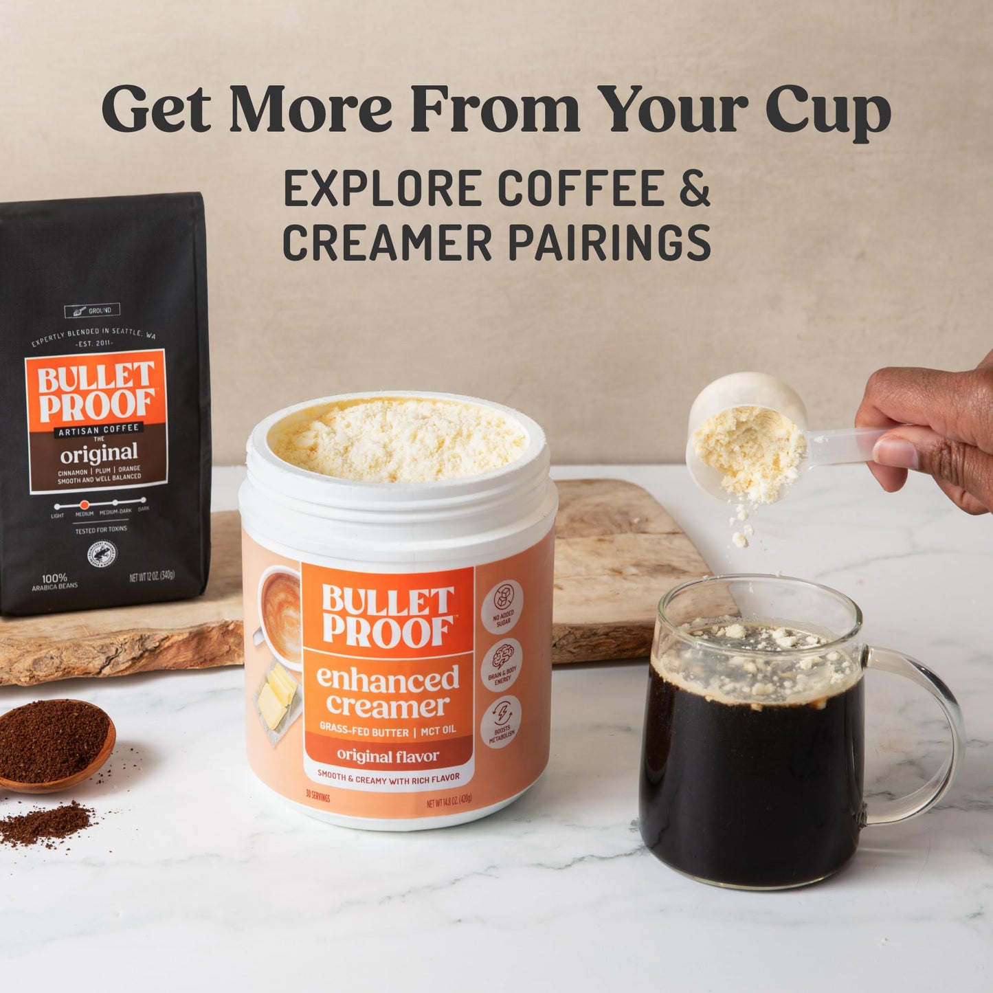 Bulletproof Original Creamer, 14.8 Ounces, Keto Coffee Creamer with MCT Oil and Grass-Fed Butter, Supports Brain Function