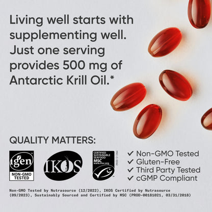 Sports Research Krill Oil Supplement with EPA & DHA Omega 3, Phospholipids & Astaxanthin from Antarctic Krill - Highest Concentration of Krill Oil for Men & Women - 1000mg, 60 Softgel Capsules