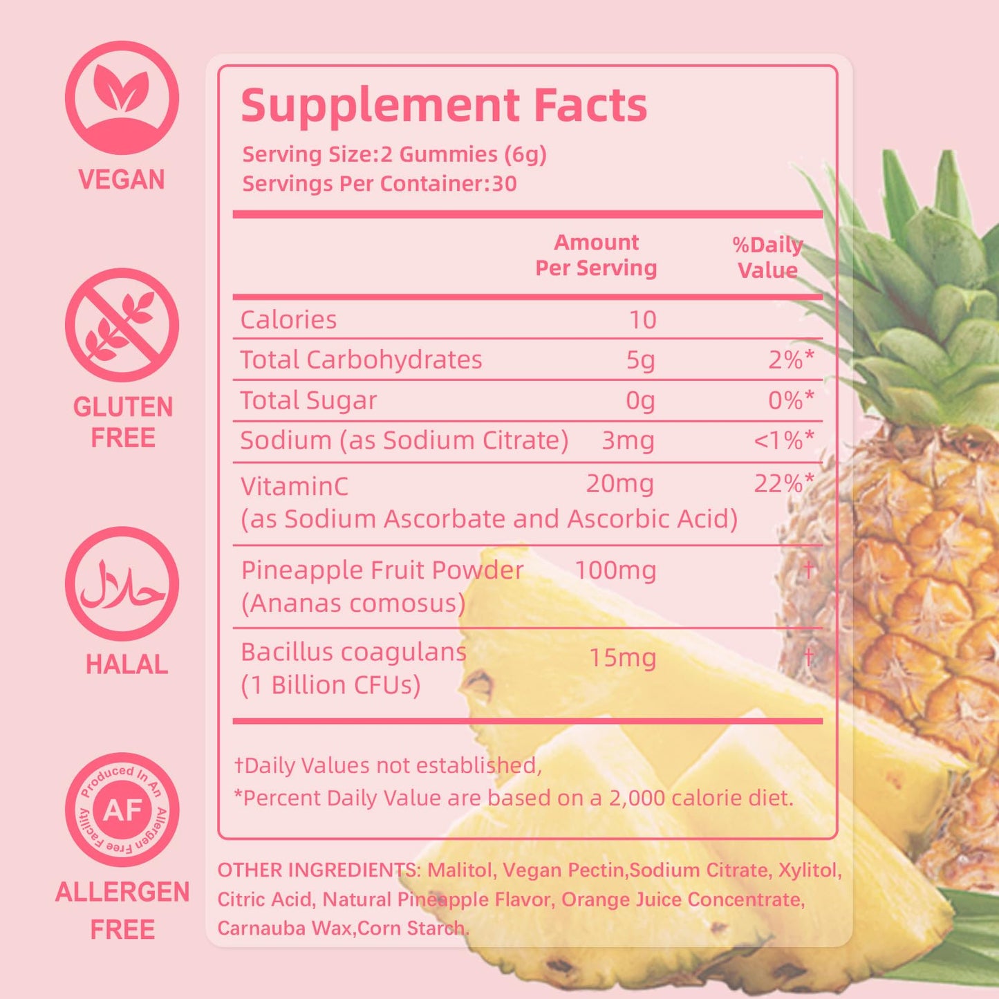 Airboy Vaginal Probiotic Gummies for Women, Pineapple Gummies for Women Balanced PH, Yeast Balance & Flora Support - 60 Gummies