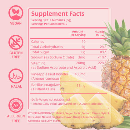 Airboy Vaginal Probiotic Gummies for Women, Pineapple Gummies for Women Balanced PH, Yeast Balance & Flora Support - 60 Gummies