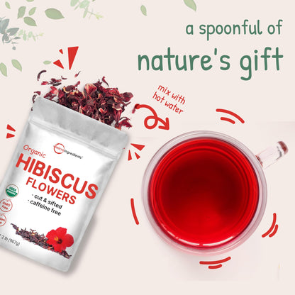 Organic Hibiscus Flowers, 2lbs | Flor de Jamaica, Loose Leaf Flower Source