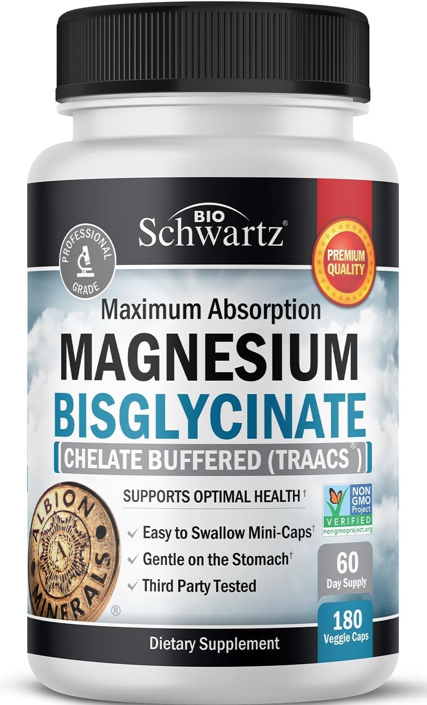 Magnesium Bisglycinate Chelated Supplement -180 Capsules