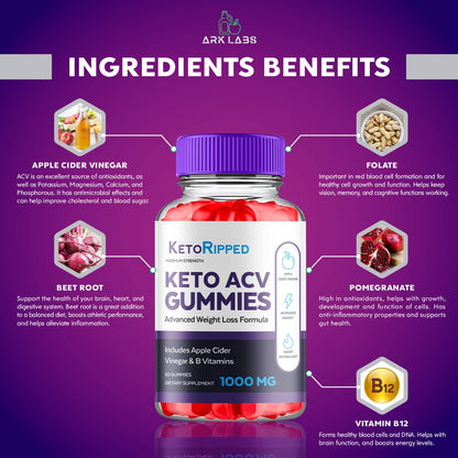 (5 Pack) Keto Ripped ACV Gummies, Keto Ripped ACV Gummies Advanced Weight Loss
