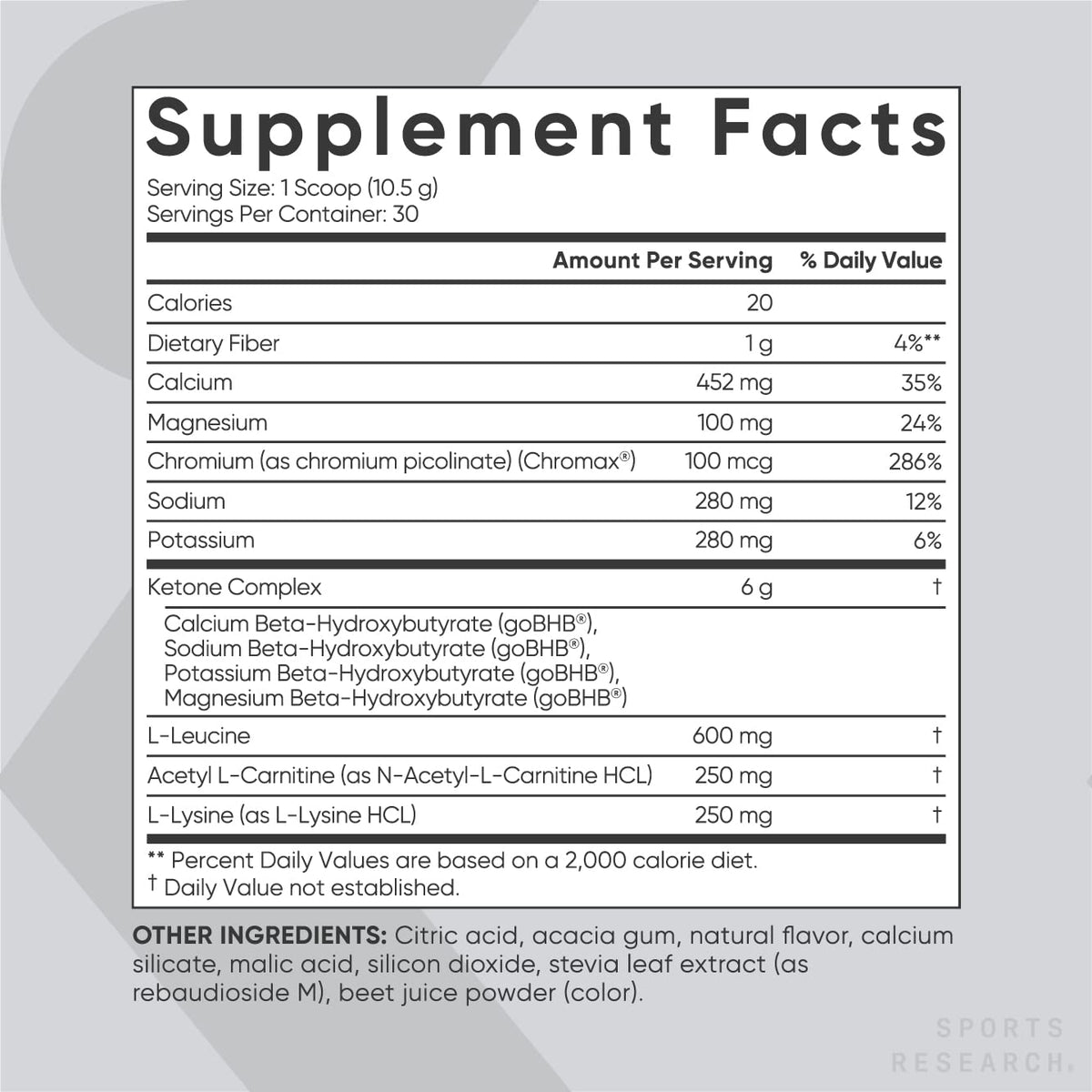 Sports Research Keto Plus Exogenous Ketones with goBHB - 30 Servings | Keto Electrolyte