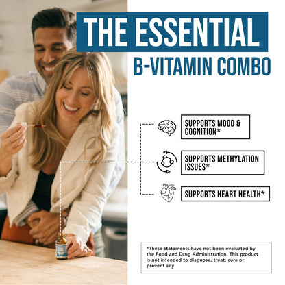 Organic Methyl Folate 1000 mcg + Methyl B12 Cofactor (300 Servings) – Metabolically Active 5-MTHF Form, Organic Berry Flavor, Liquid Sublingual Form – Mood, Cognition, Methylation, Pregnancy (1oz)