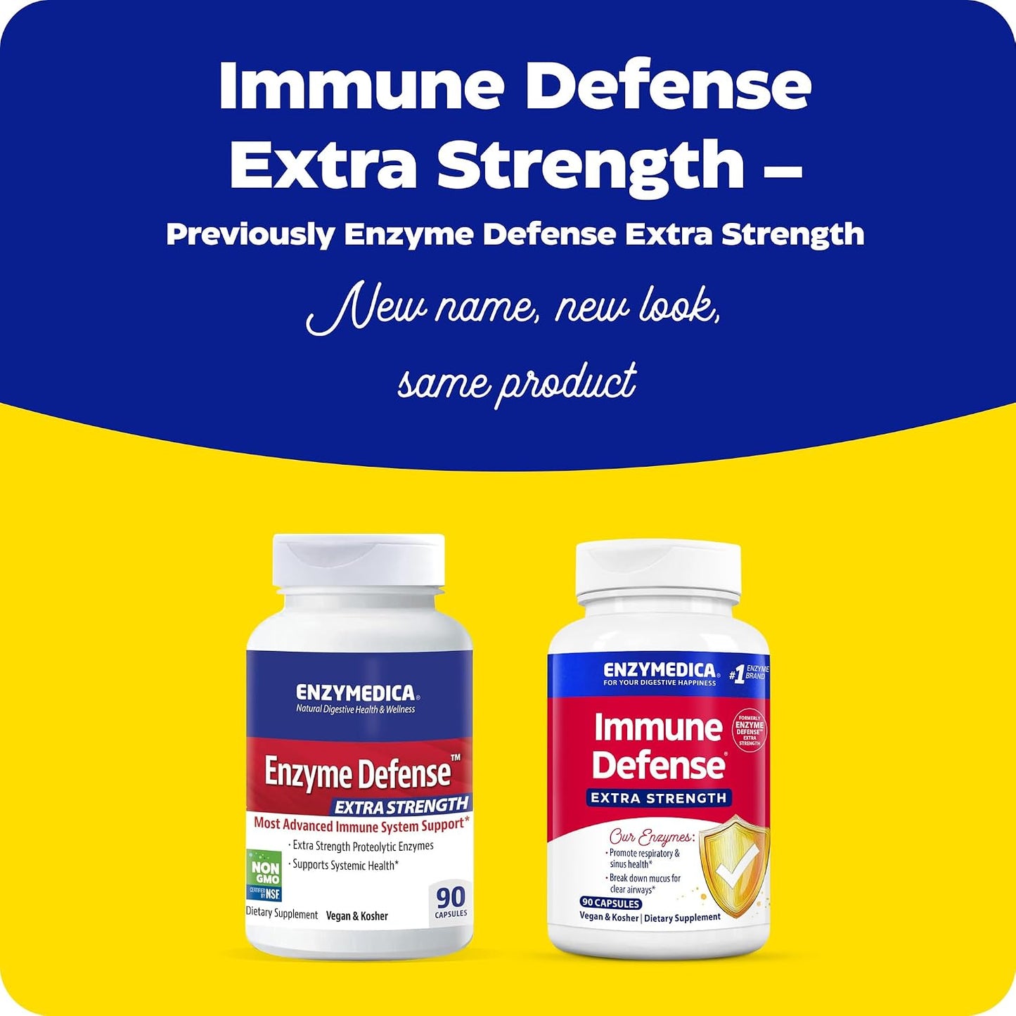 Enzymedica Immune Defense Extra Strength Caps - 90 Capsules | Proteolytic Enzyme Supplement for Men & Women, Immune Health Support Supplement with Protease, Catalase, Vegan
