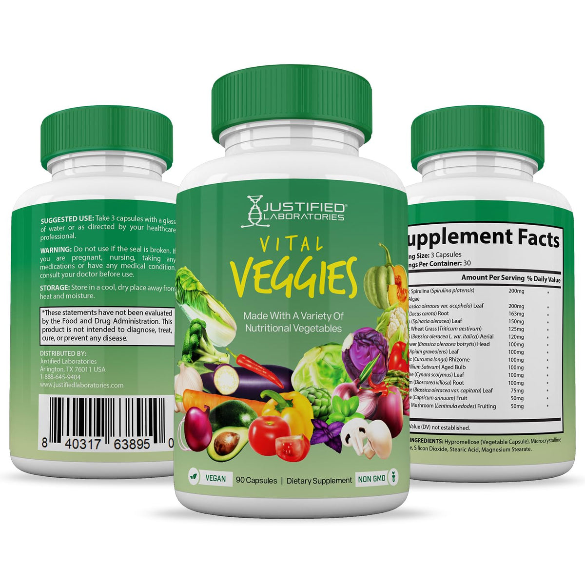 (6 Pack) Vital Fruits and Veggies Supplement Whole Food Red & Green Superfoods