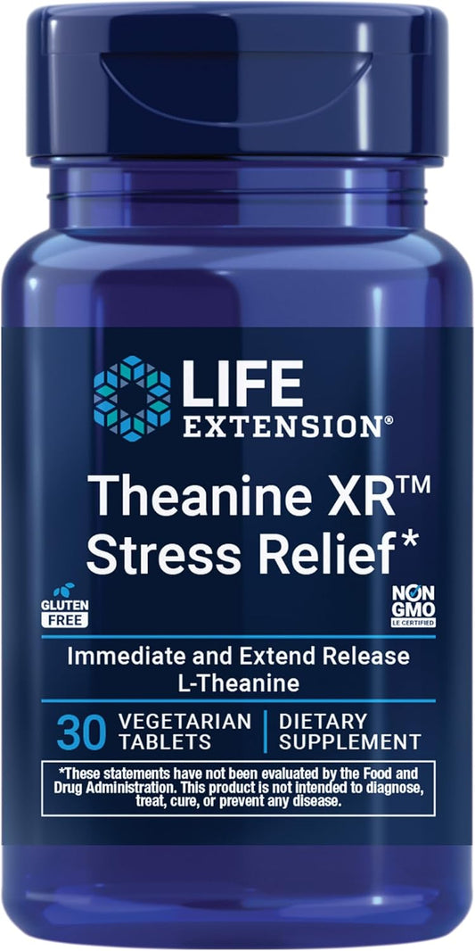 Life Extension Theanine XR™ Stress Relief – L-Theanine – Promotes a Calm Response to Daytime Stress – Non-GMO, Gluten-Free, Vegetarian – 30 Tablets