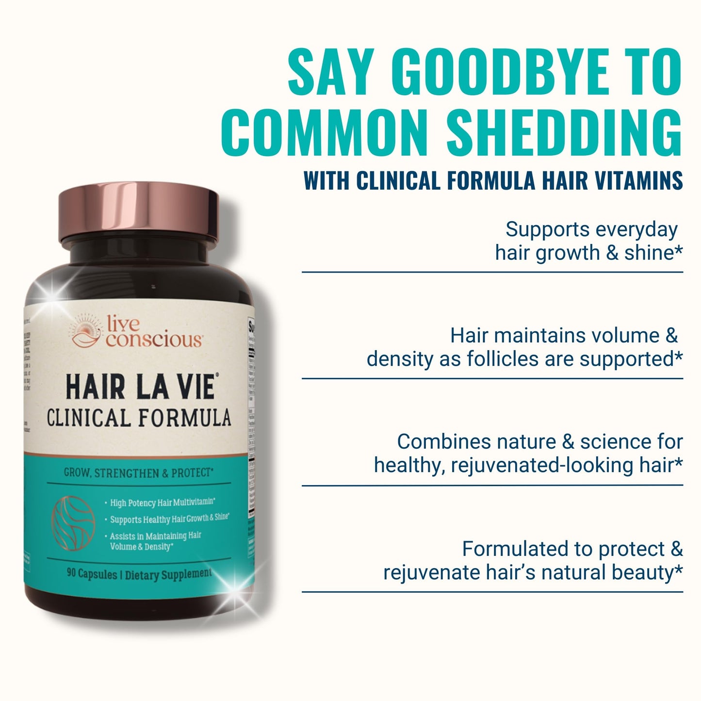 Hair La Vie Live Conscious Clinical Formula Hair Growth Vitamins for Women and Men w/Biotin, Collagen & Saw Palmetto (Pack of 1)